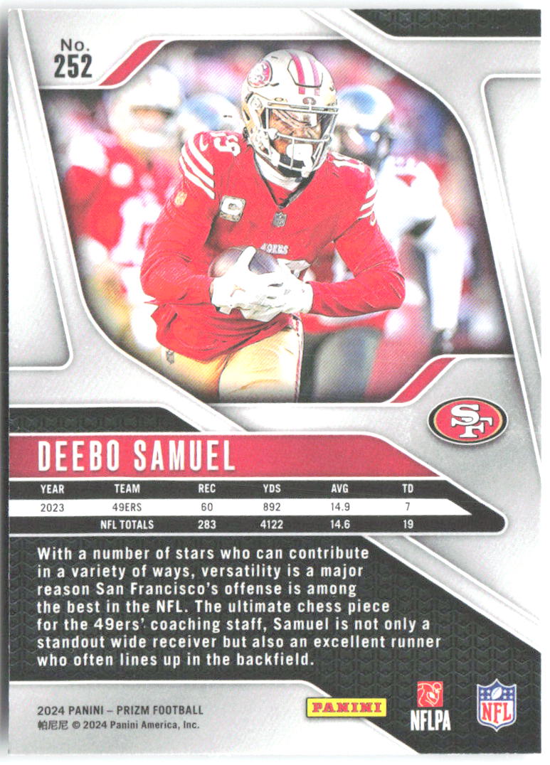Deebo Samuel Panini Prizm 252 2024 San Francisco 49ers