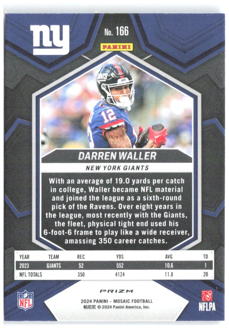 Darren Waller Panini Mosaic - Mosaic Reactive Blue 166 2024 New York Giants