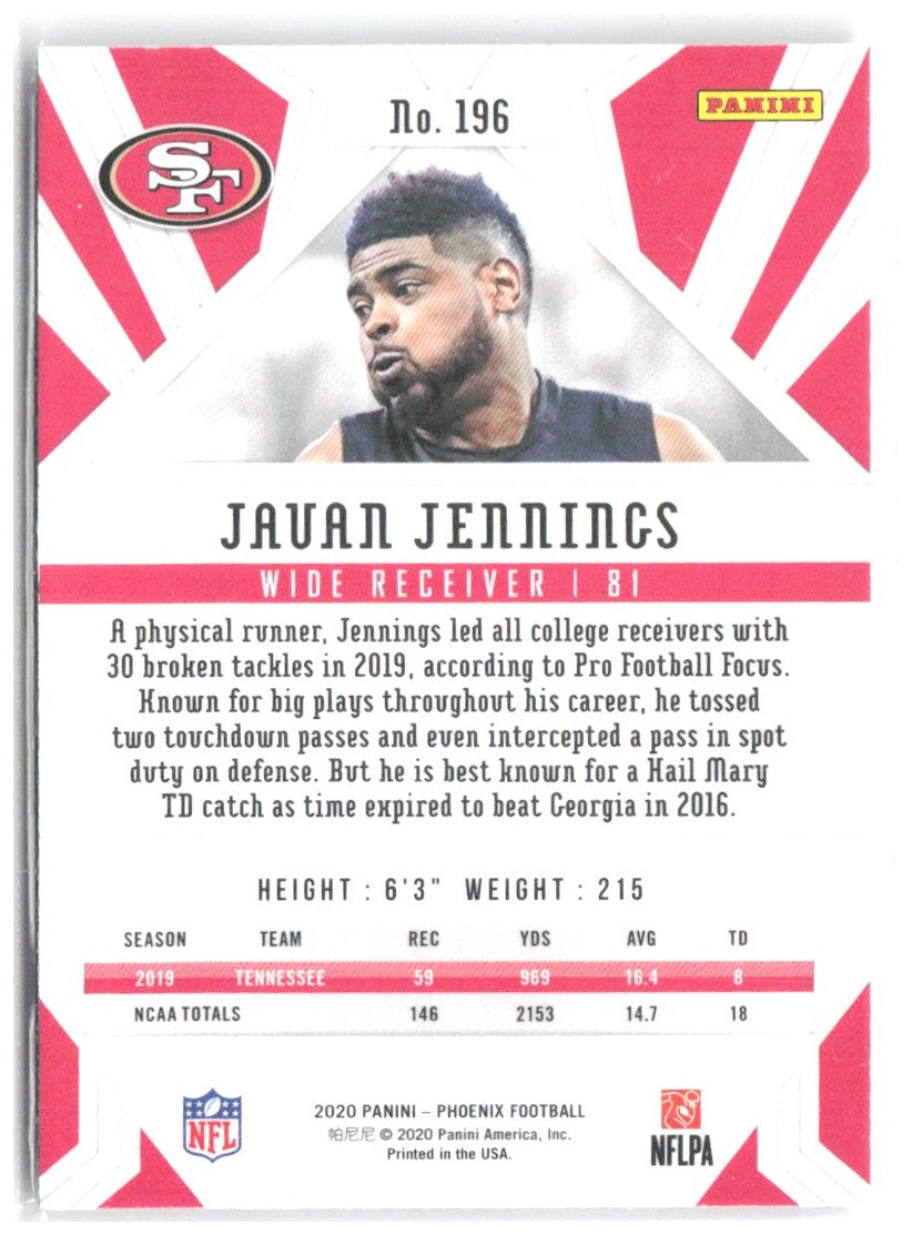 Jauan Jennings Panini Phoenix - Fire Burst 196 2020 San Francisco 49ers