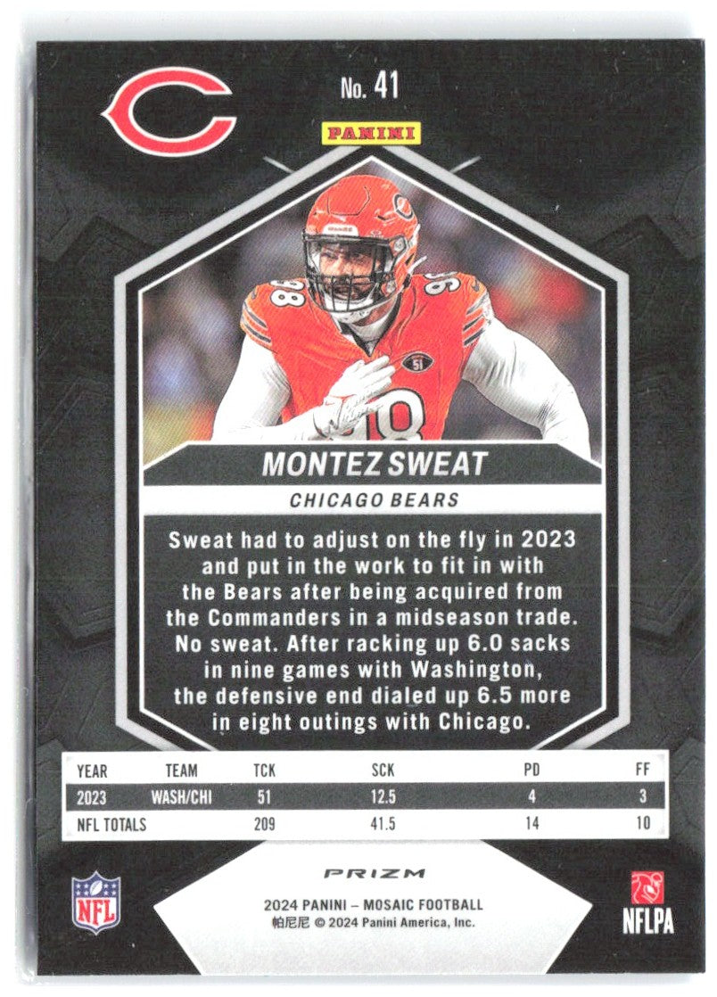 Montez Sweat Panini Mosaic - Mosaic Reactive Blue 41 2024 Chicago Bears