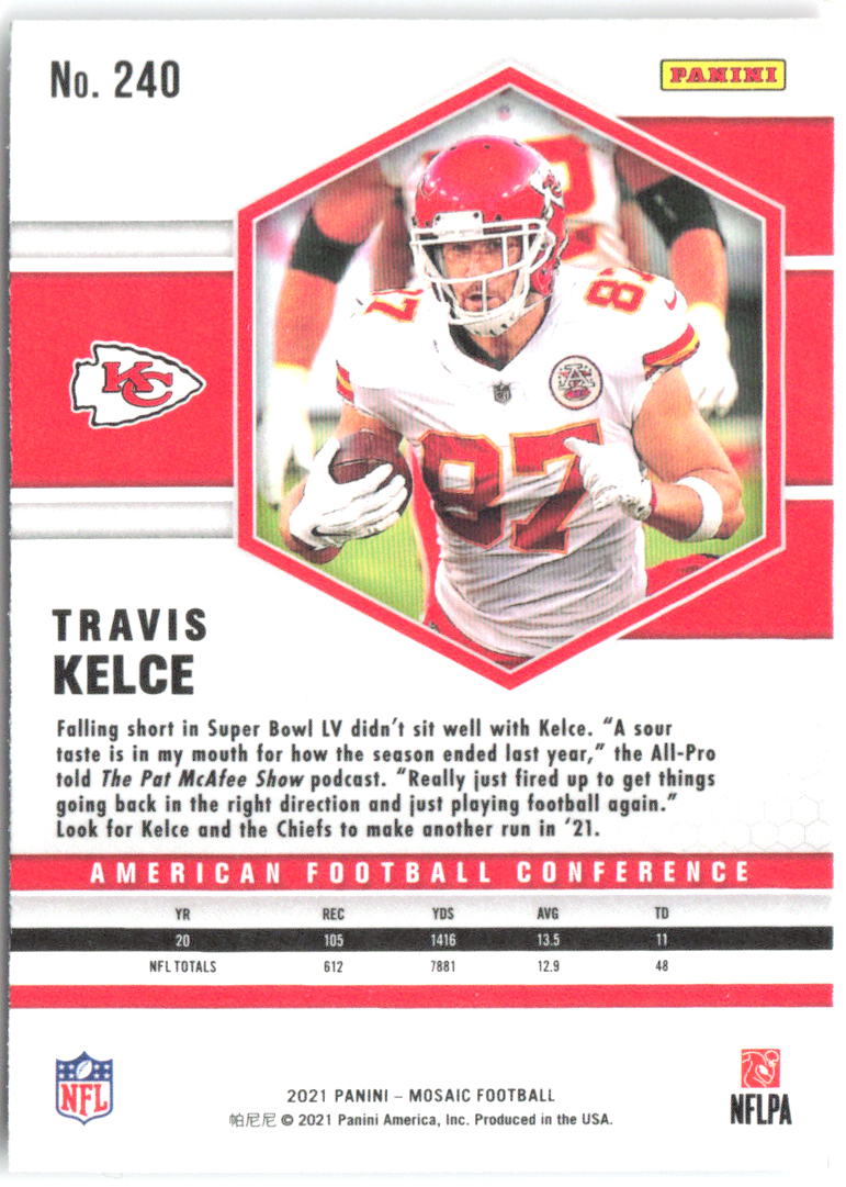 Travis Kelce Panini Mosaic 240 2021 Kansas City Chiefs