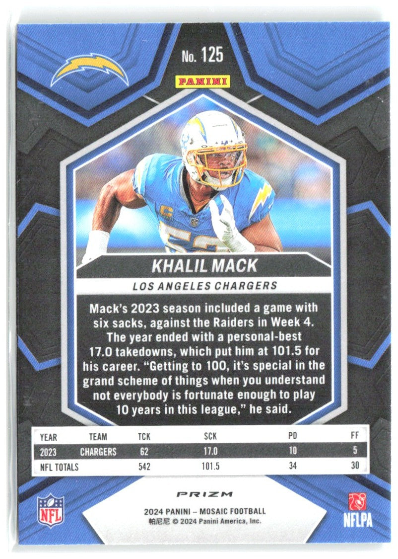 Khalil Mack Panini Mosaic - Mosaic Green 125 2024 Los Angeles Chargers