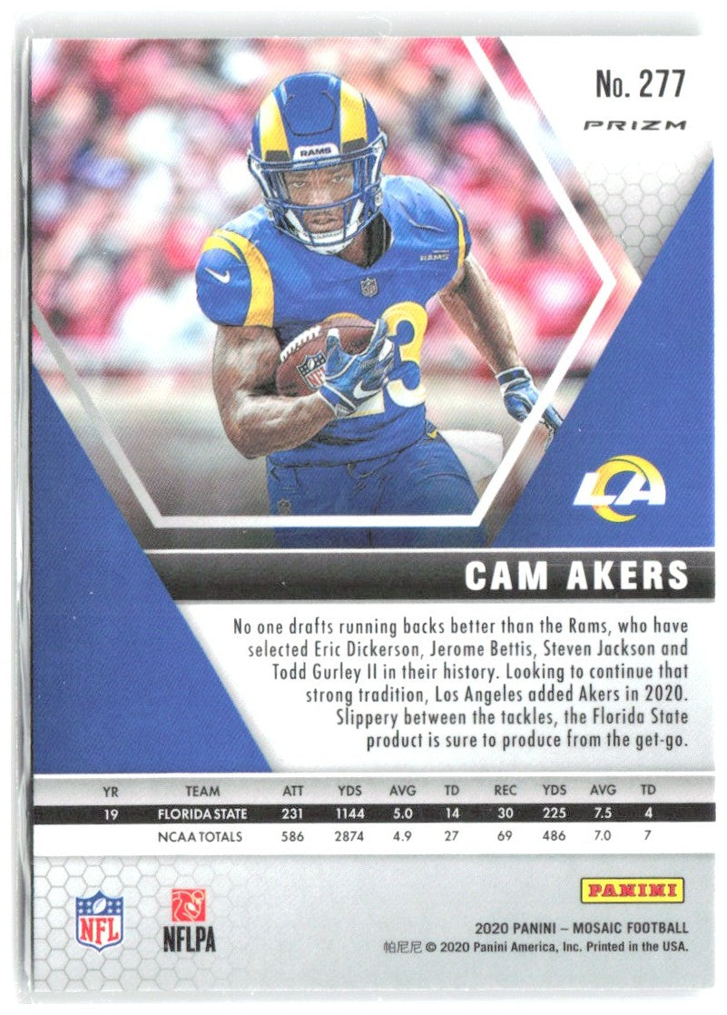 Cam Akers Panini Mosaic - Prizm Green 277 2020 Los Angeles Rams