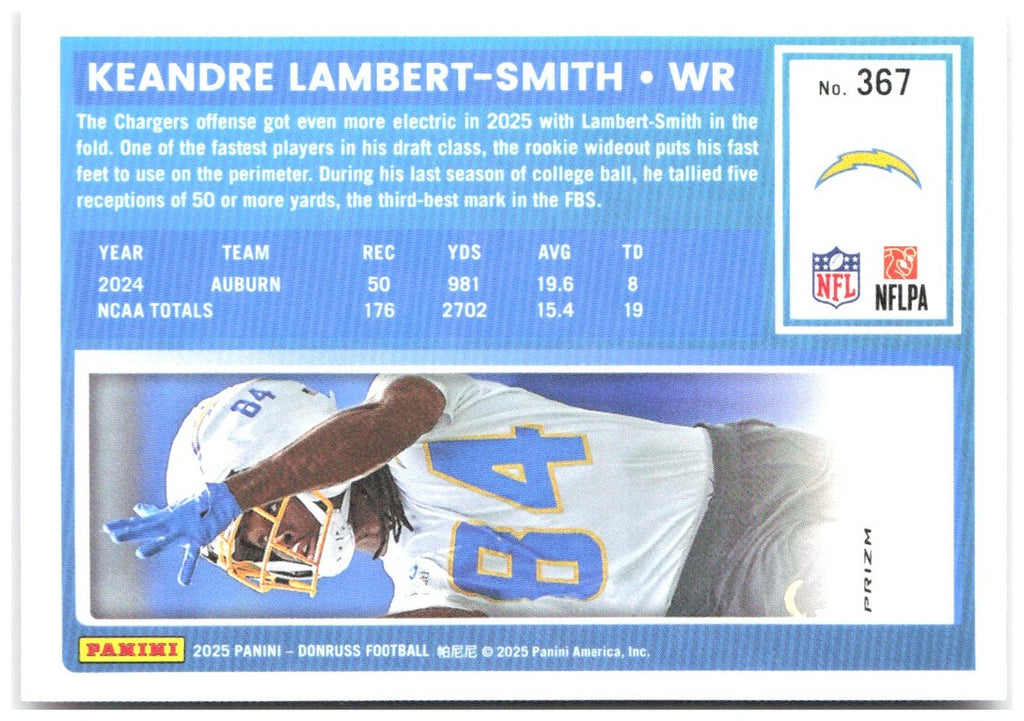 KeAndre Lambert-Smith Donruss - Optic Rated Rookies Pink 367 2025 Chargers
