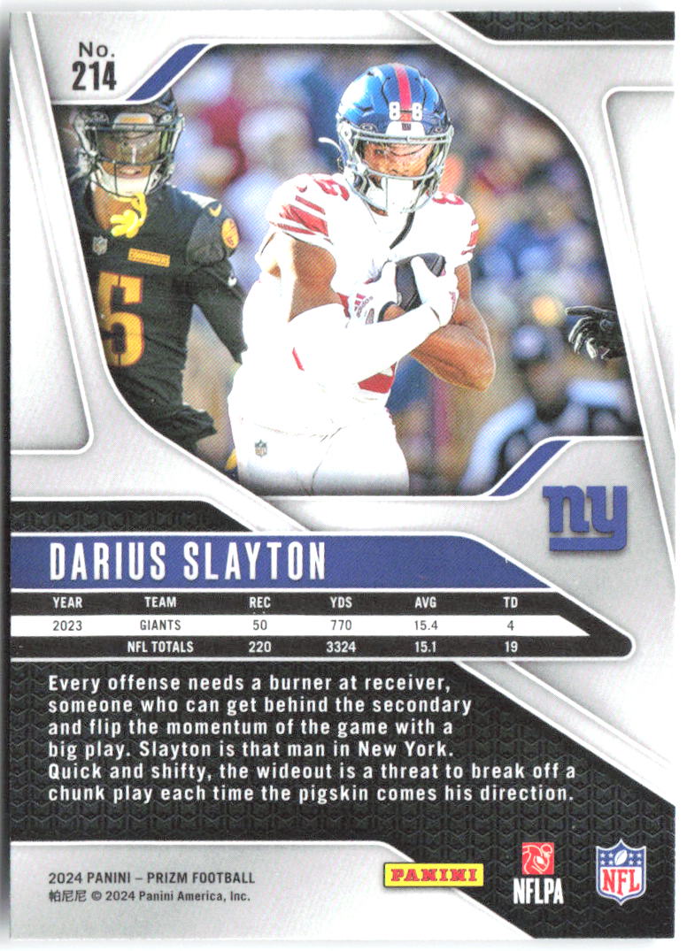Darius Slayton Panini Prizm 214 2024 New York Giants