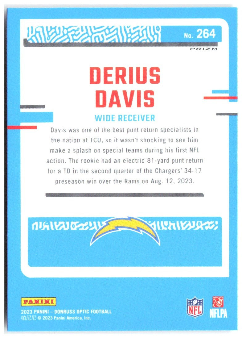Derius Davis Donruss Optic - Purple Shock 264 2023 Los Angeles Chargers