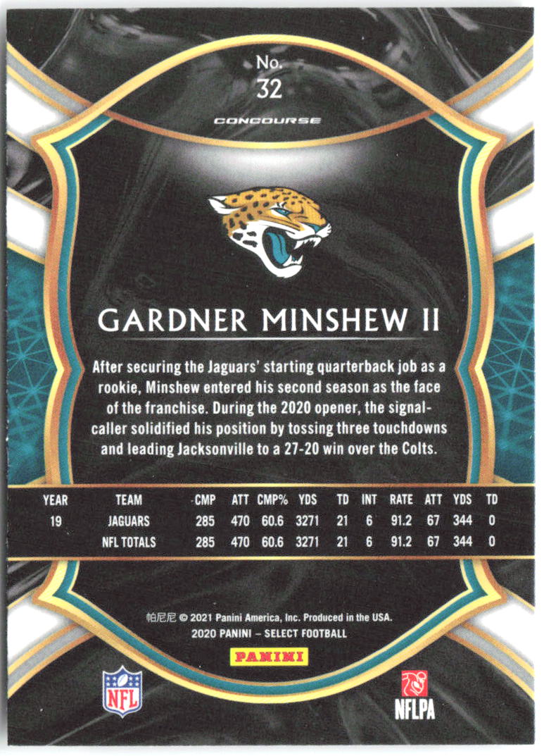 Gardner Minshew II Panini Select 32 2020 Jacksonville Jaguars