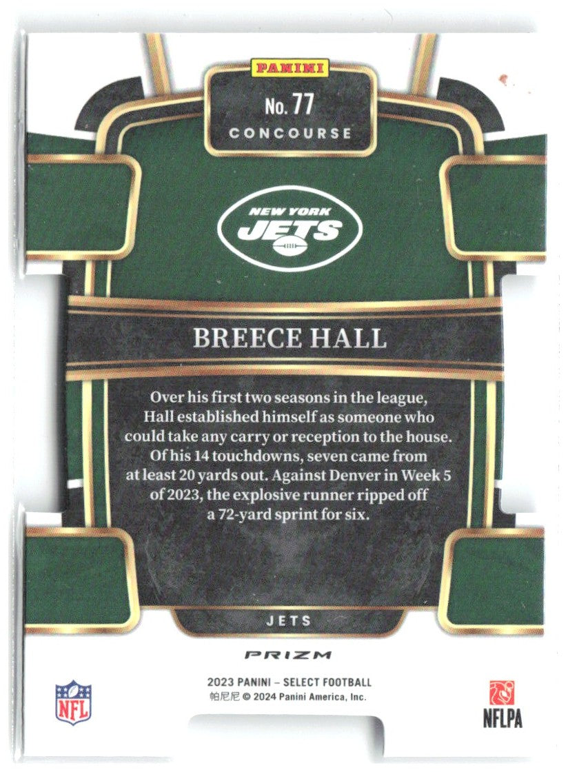 Breece Hall Panini Select - Silver Prizms Die Cuts 77 2023 New York Jets