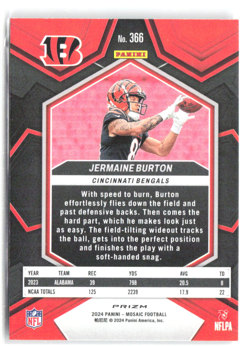 Jermaine Burton Panini Mosaic - Silver 366 2024 Cincinnati Bengals