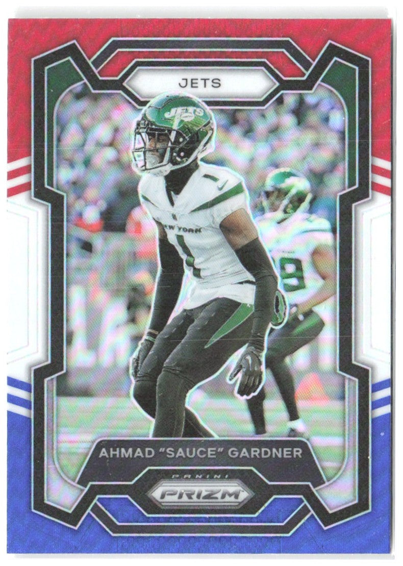 Ahmad "Sauce" Gardner Panini Prizm - Red White and Blue 228 2023 New York Jets