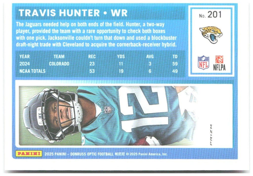 Travis Hunter Donruss Optic - Pink 201 2025 Jacksonville Jaguars