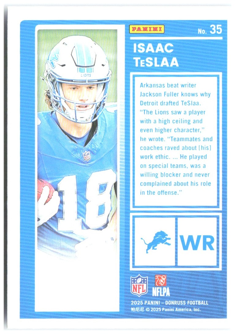 Isaac TeSlaa Donruss - The Rookies 35 2025 Detroit Lions