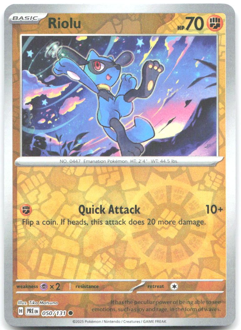 Riolu Reverse Holo Common SV: Prismatic Evolutions 050/131 NM Tika Matsuno