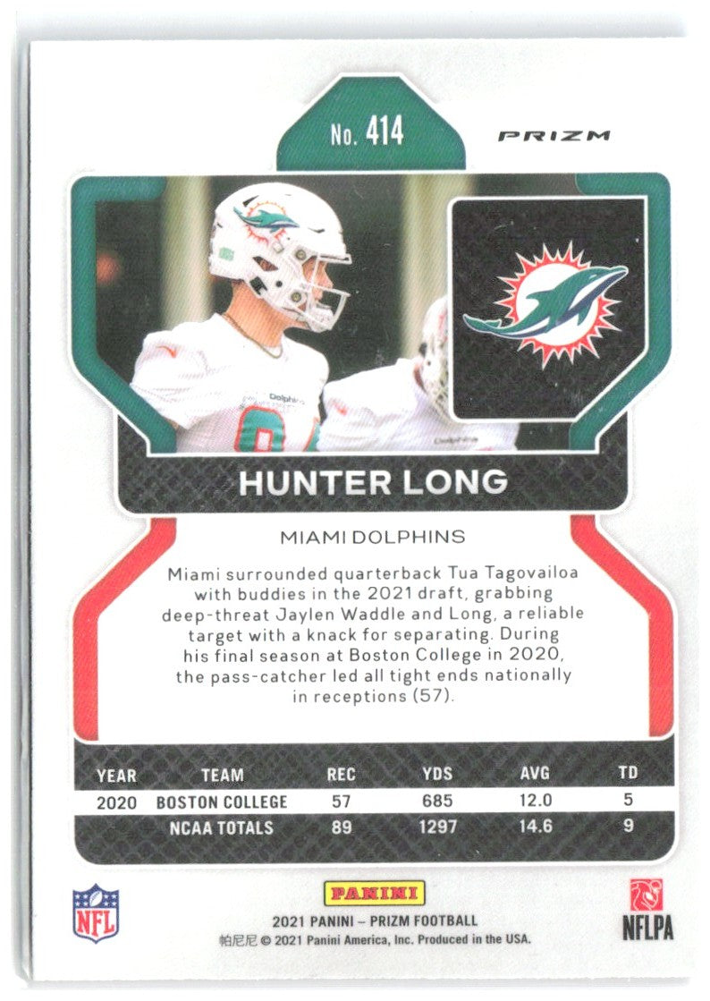 Hunter Long Panini Prizm - Red White and Blue 414 2021 Miami Dolphins