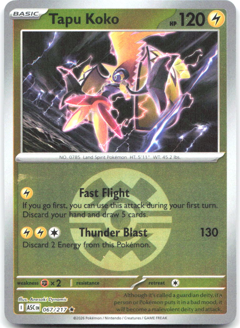 Tapu Koko Quick Ball Reverse Holo Rare ME Ascended Heroes 067/217 NM