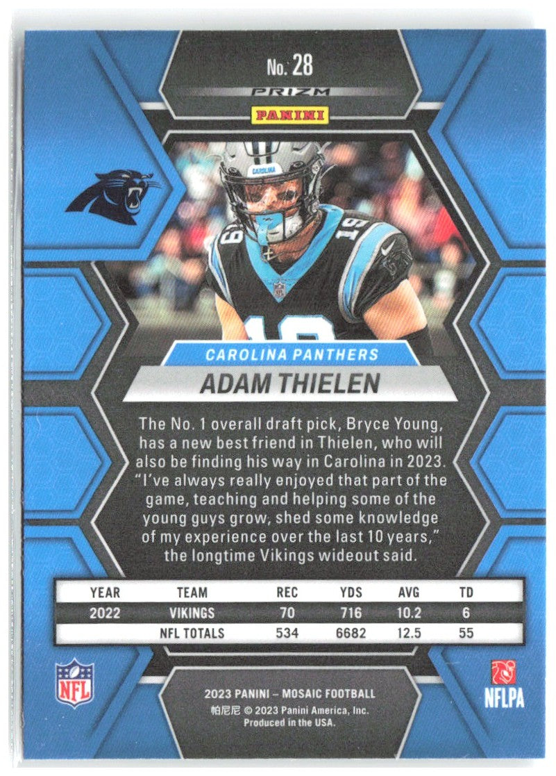Adam Thielen Panini Mosaic - Silver 28 2023 Carolina Panthers