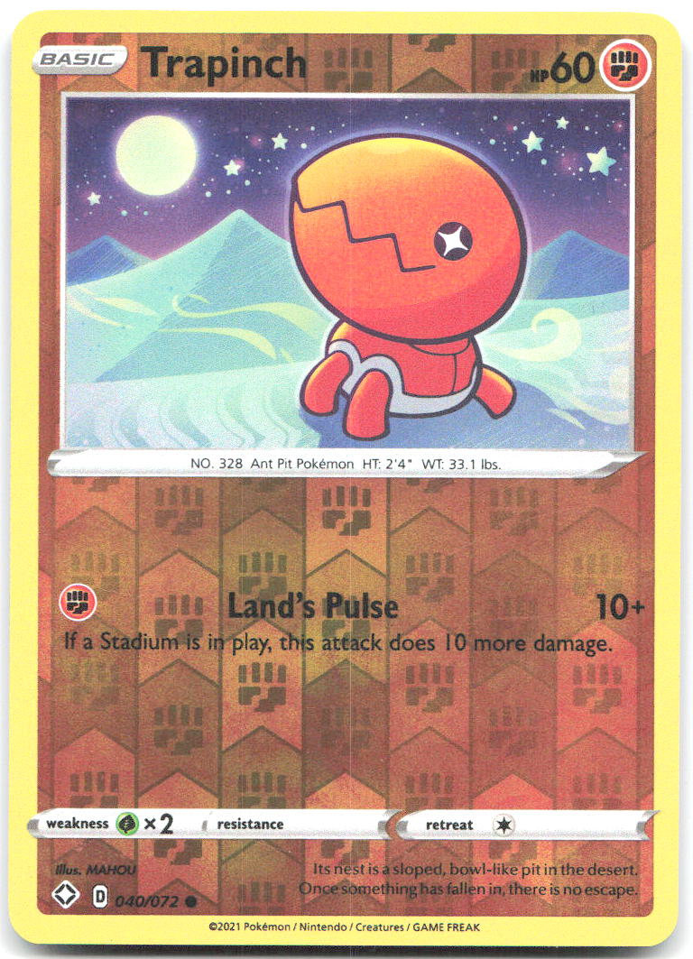 Trapinch Reverse Holo Common Shining Fates 040/072 NM MAHOU