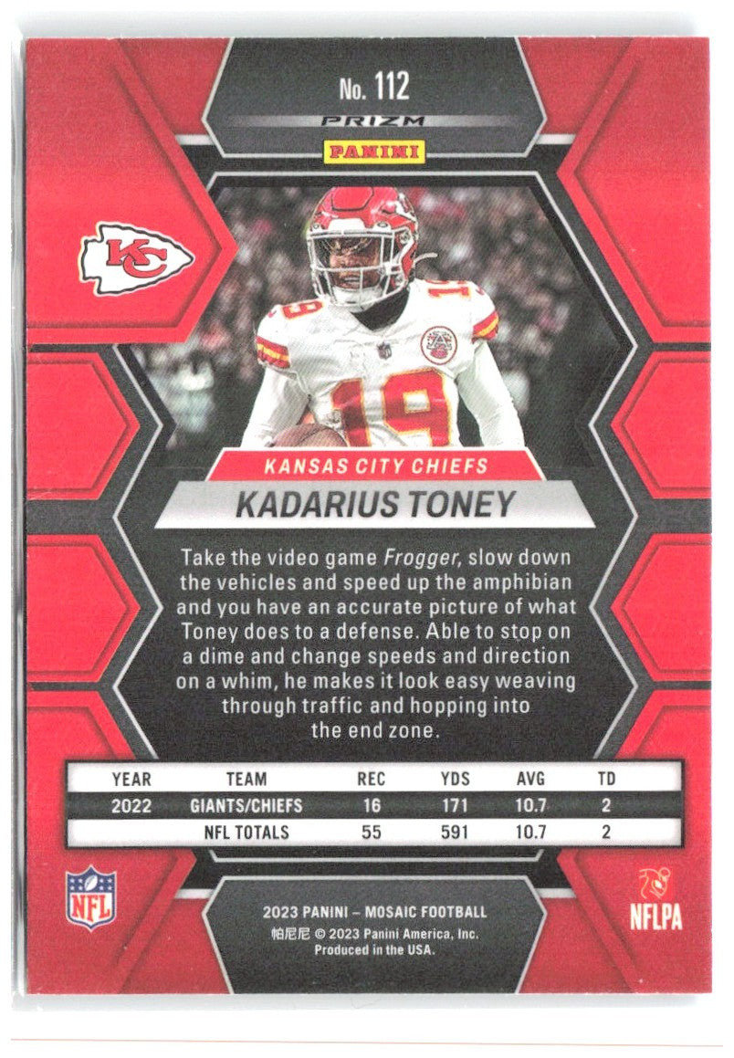 Kadarius Toney Panini Mosaic - Reactive Blue Mosaic 112 2023 Kansas City Chiefs
