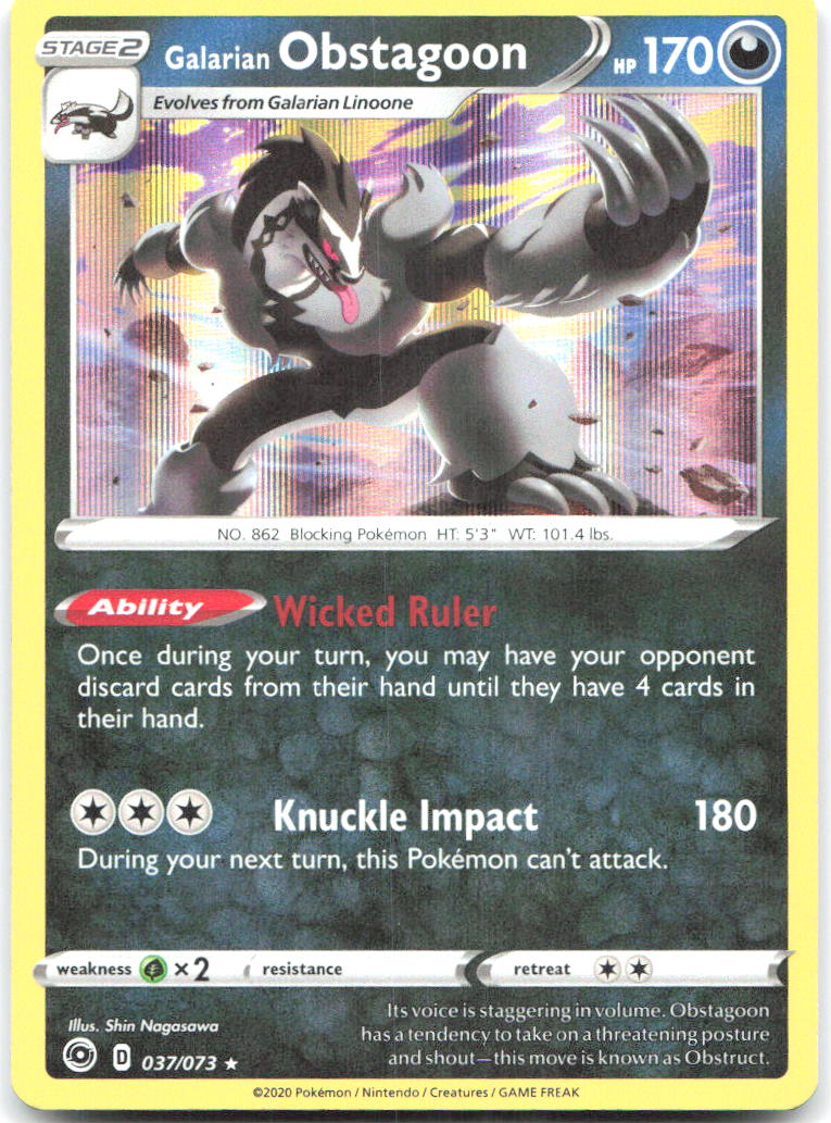Galarian Obstagoon Holo Rare Champion's Path 37/73 NM Shin Nagasawa