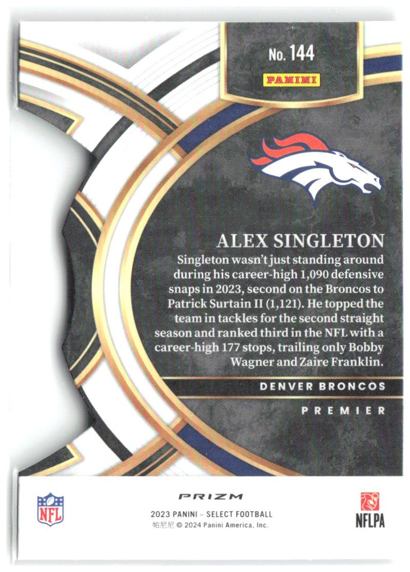 Alex Singleton Select - Red and Yellow Prizms Die Cuts 144 2023 Denver Broncos