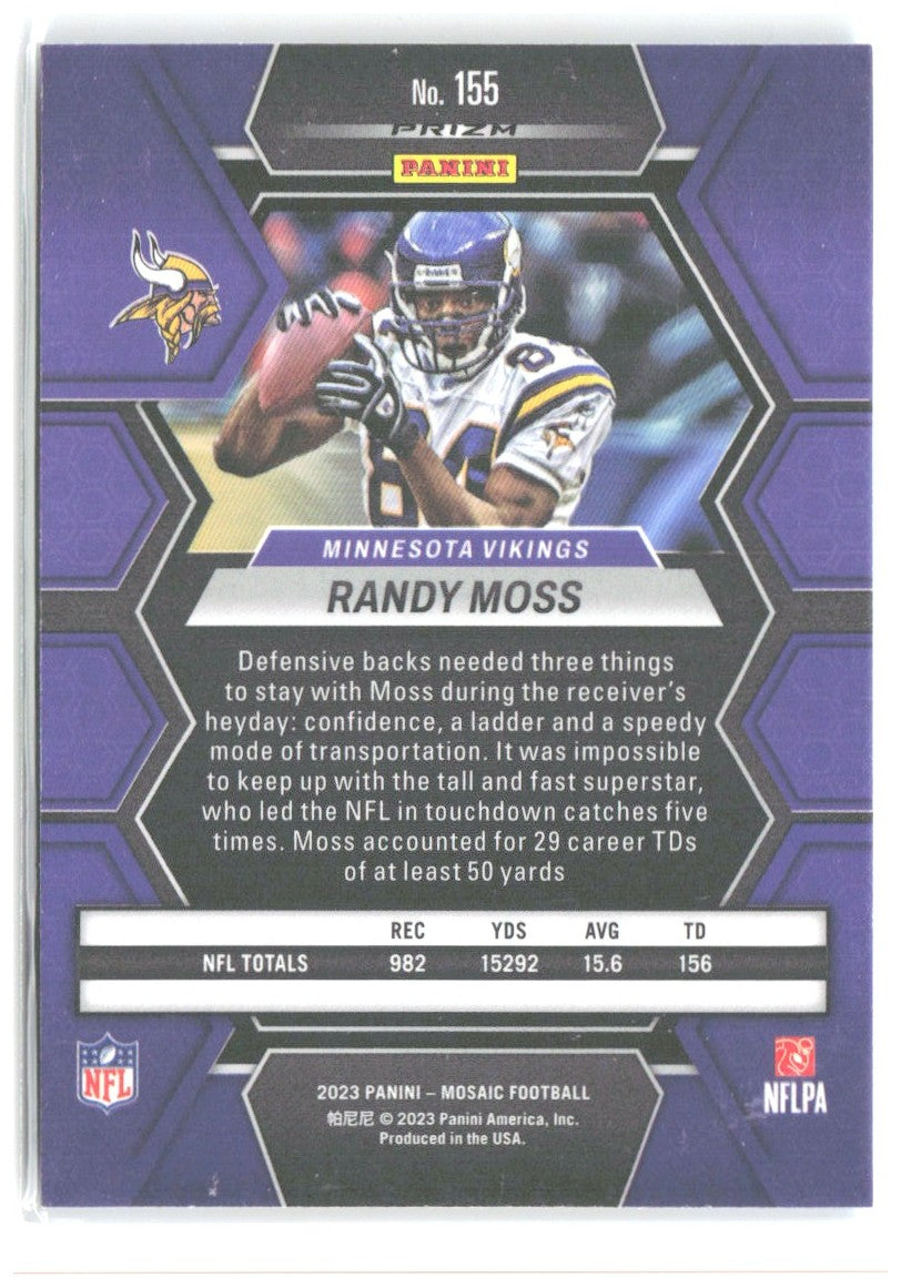 Randy Moss Panini Mosaic - Reactive Blue Mosaic 155 2023 Minnesota Vikings
