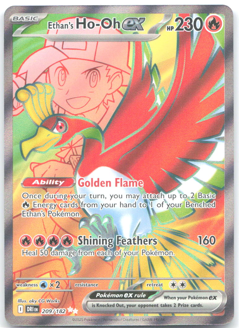 Ethan's Ho Oh ex Holo Ultra Rare SV10: Destined Rivals 209/182 NM aky CG Works