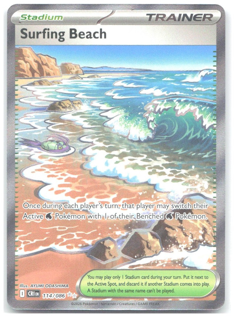 Surfing Beach Holo Ultra Rare ME04 Chaos Rising 114/086 NM AYUMI ODASHIMA
