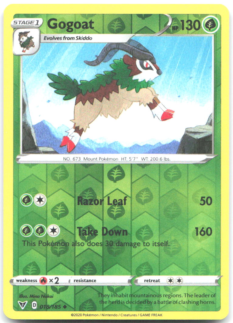 Gogoat Reverse Holo Uncommon SWSH04 Vivid Voltage 018/185 NM Mina Nakai
