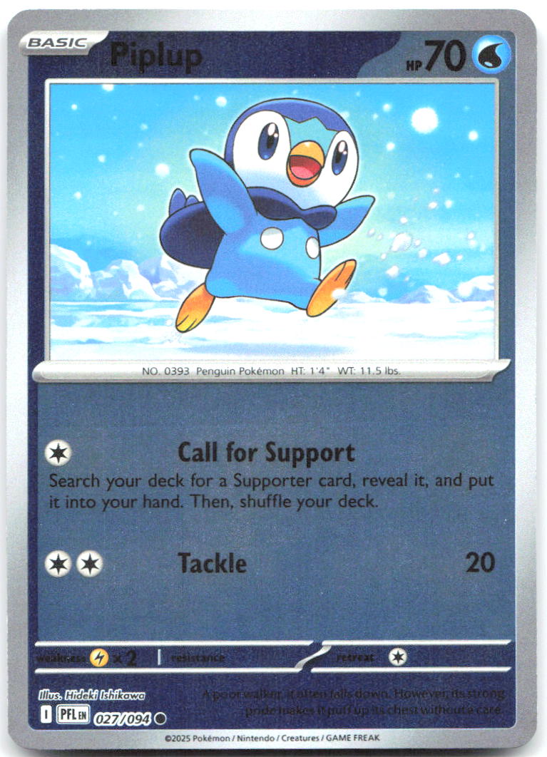 Piplup - Reverse Holo Common ME02: Phantasmal Flames 027/094 NM Hideki Ishikawa