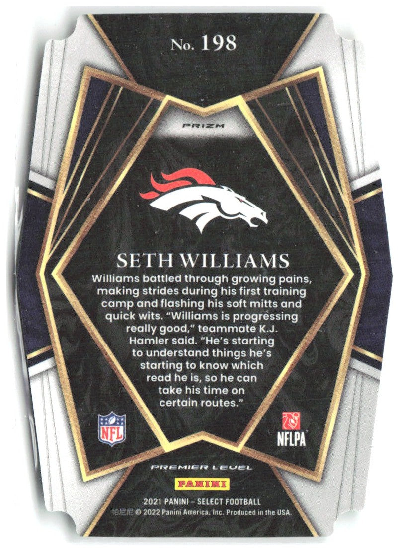 Seth Williams Select - Green and Yellow Prizm Die Cut 198 2021 Denver Broncos