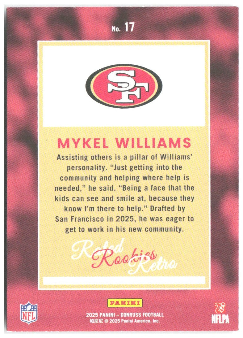 Mykel Williams Donruss - Rated Rookies Retro 17 2025 San Francisco 49ers