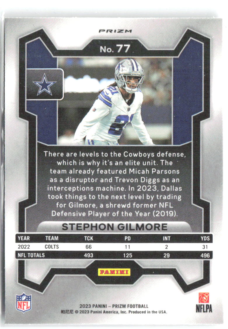 Stephon Gilmore Panini Prizm - Silver 77 2023 Dallas Cowboys