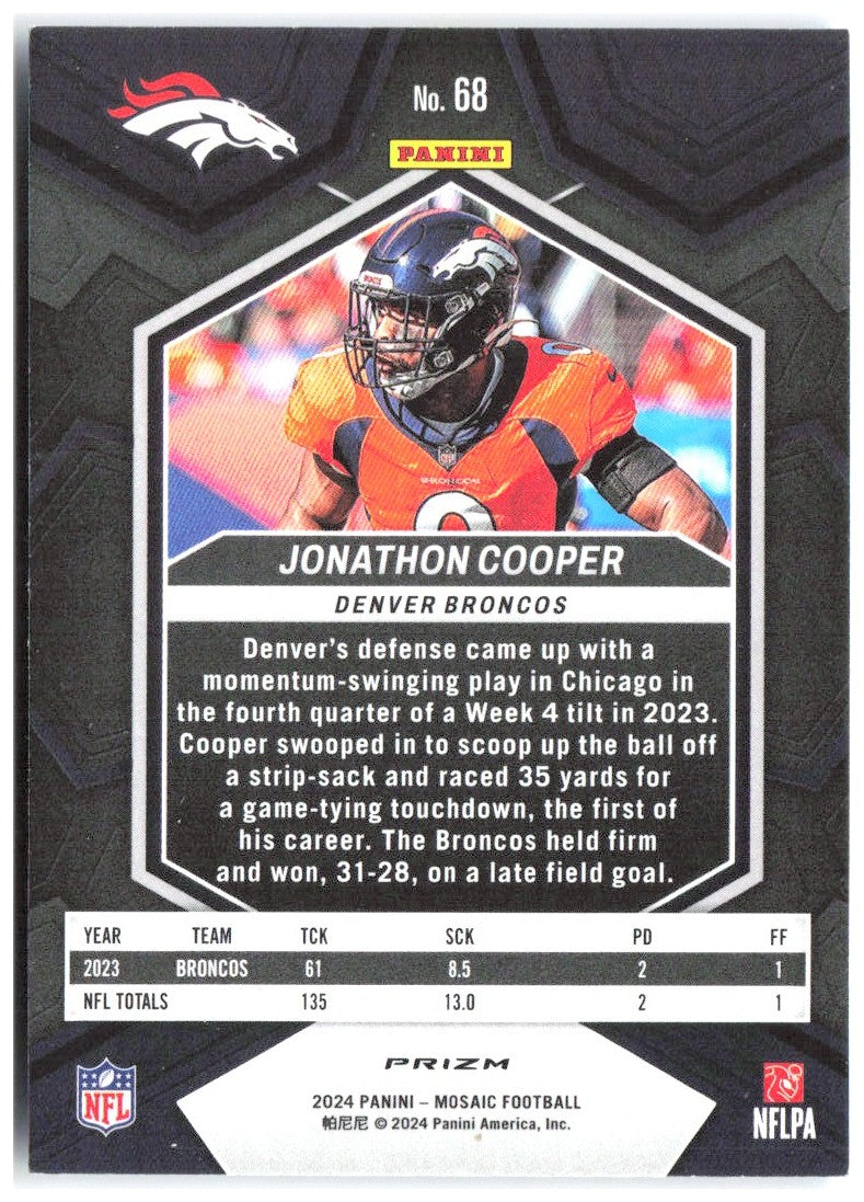 Jonathon Cooper Panini Mosaic - Mosaic Reactive Blue 68 2024 Denver Broncos