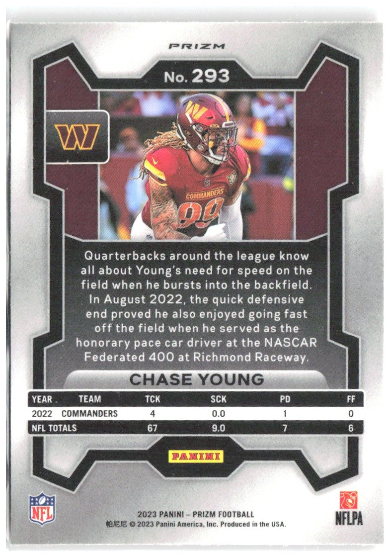Chase Young Panini Prizm - Lazer 293 2023 Washington Commanders