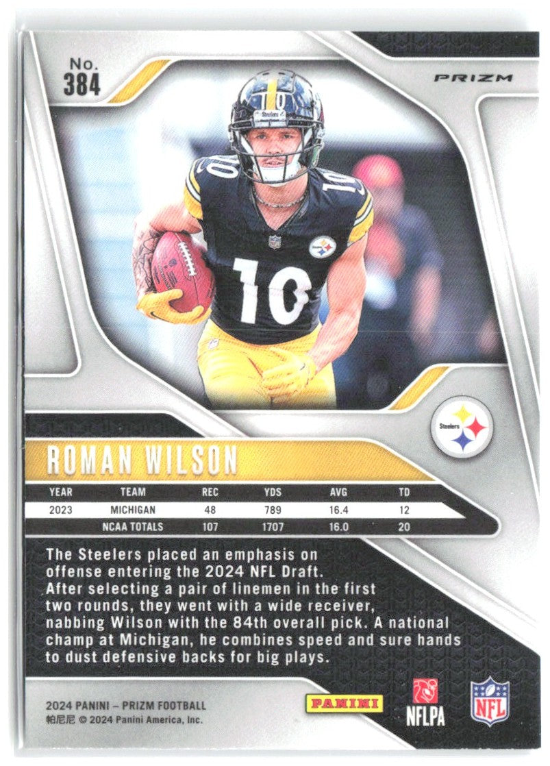 Roman Wilson Panini Prizm - Silver 384 2024 Pittsburgh Steelers