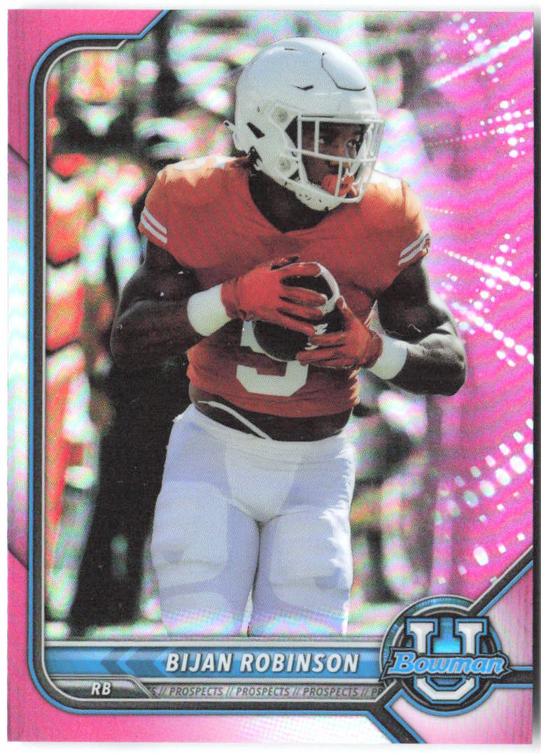 Bijan Robinson Bowman University - Chrome Pink Refractors 95 2021-22 Longhorns