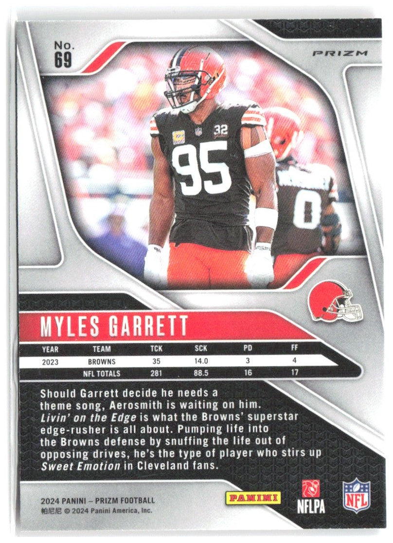 Myles Garrett Panini Prizm - Orange Ice 69 2024 Cleveland Browns
