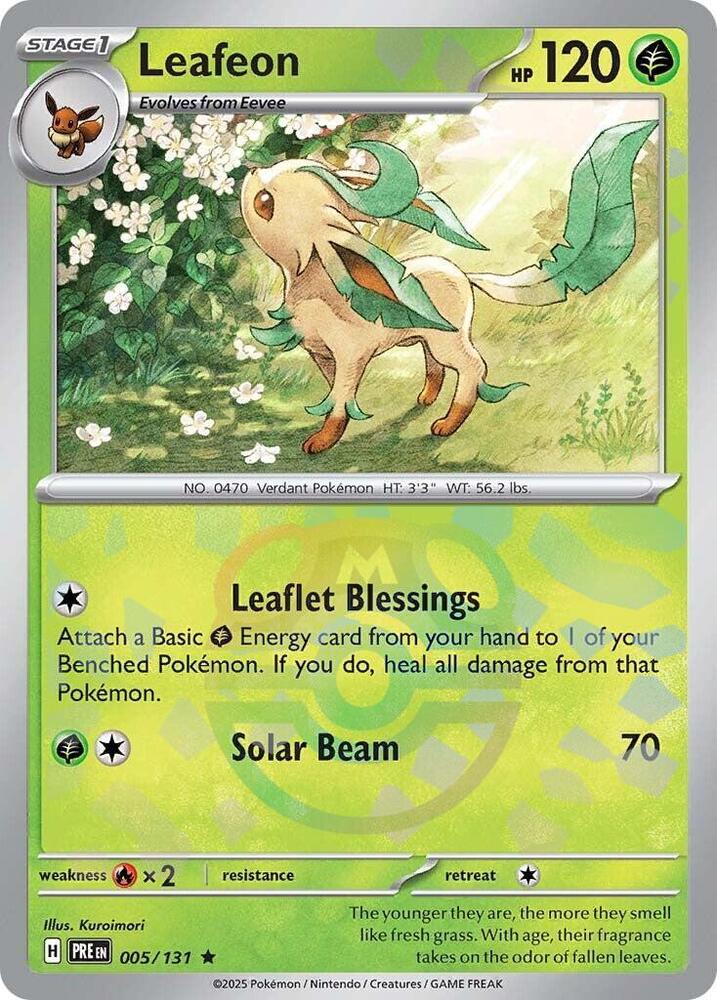 Leafeon Master Ball Pattern Holo Rare Prismatic Evolutions 005/131 NM Kuroimori