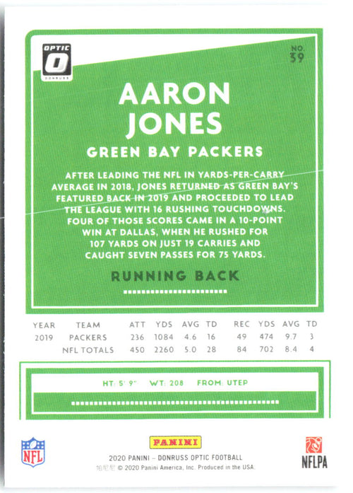 Aaron Jones Donruss Optic 39 2020 Green Bay Packers
