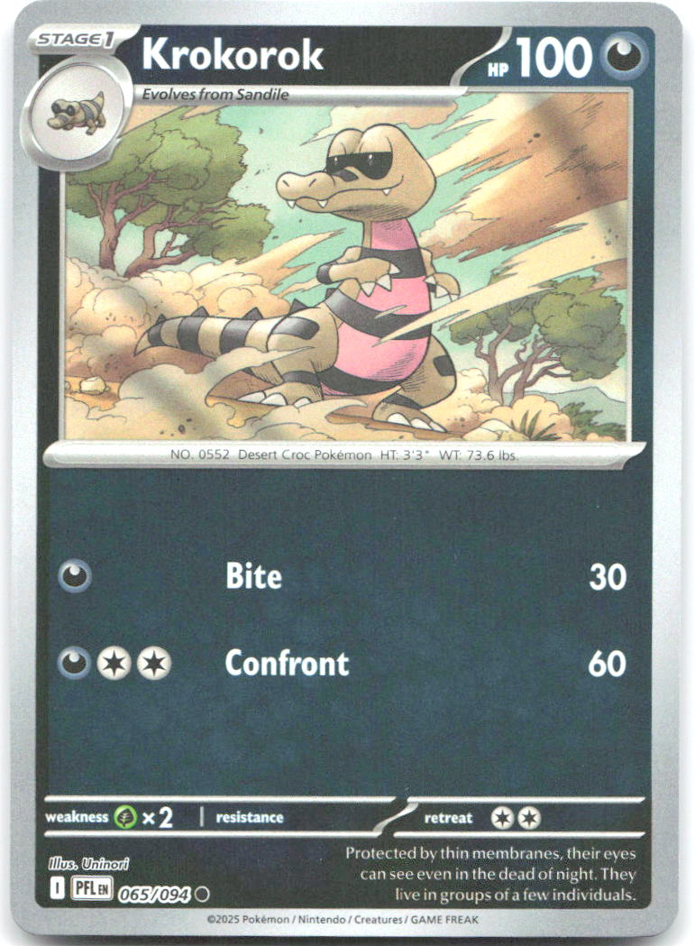 Krokorok Reverse Holo Common ME02 Phantasmal Flames 065/094 NM Uninori