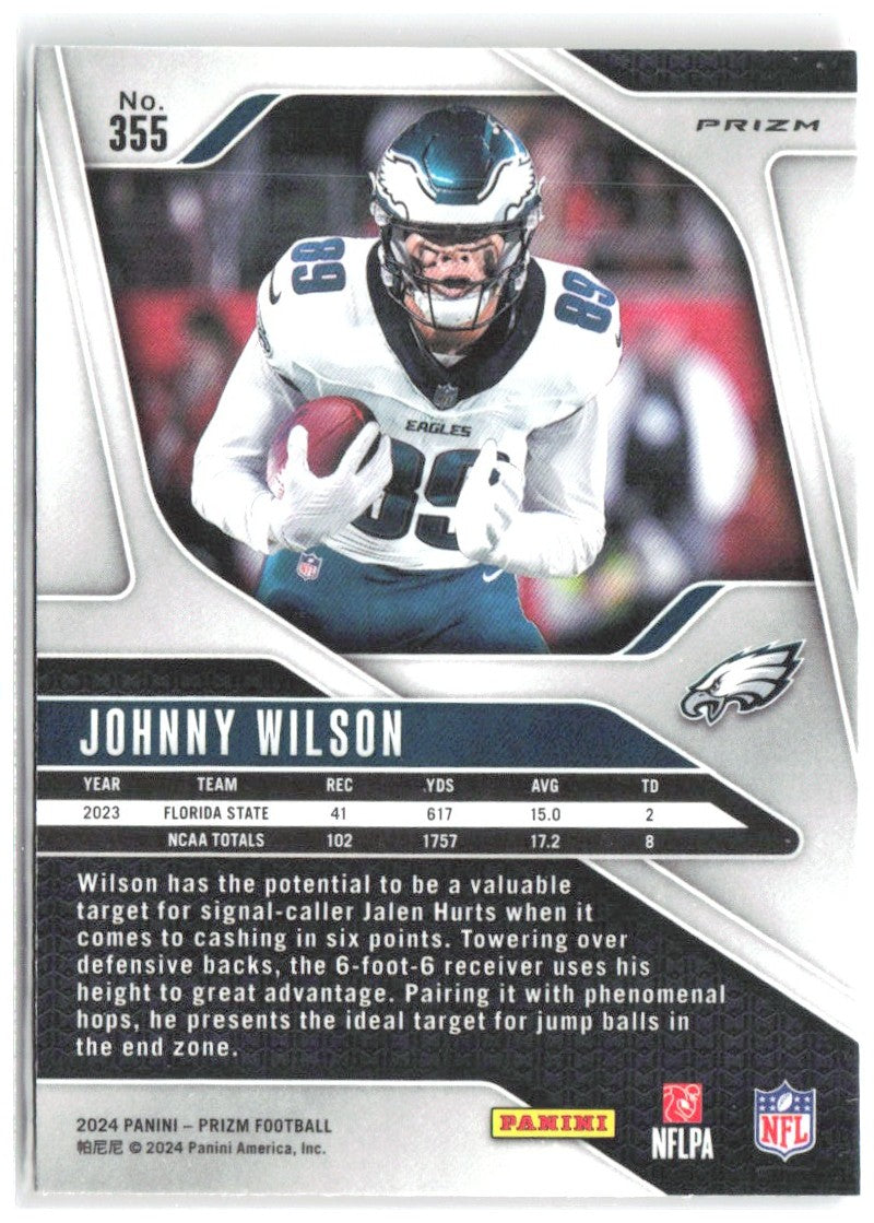 Johnny Wilson Panini Prizm - Lazer 355 2024 Philadelphia Eagles
