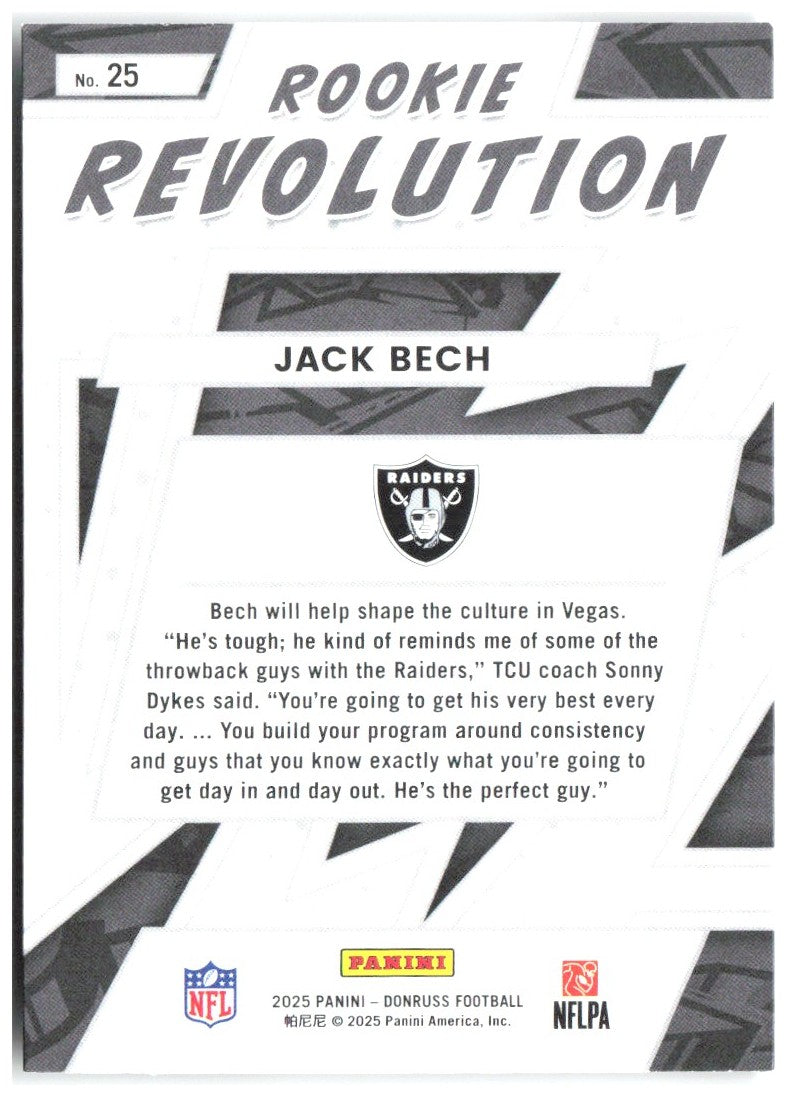 Jack Bech Donruss - Rookie Revolution 25 2025 Las Vegas Raiders