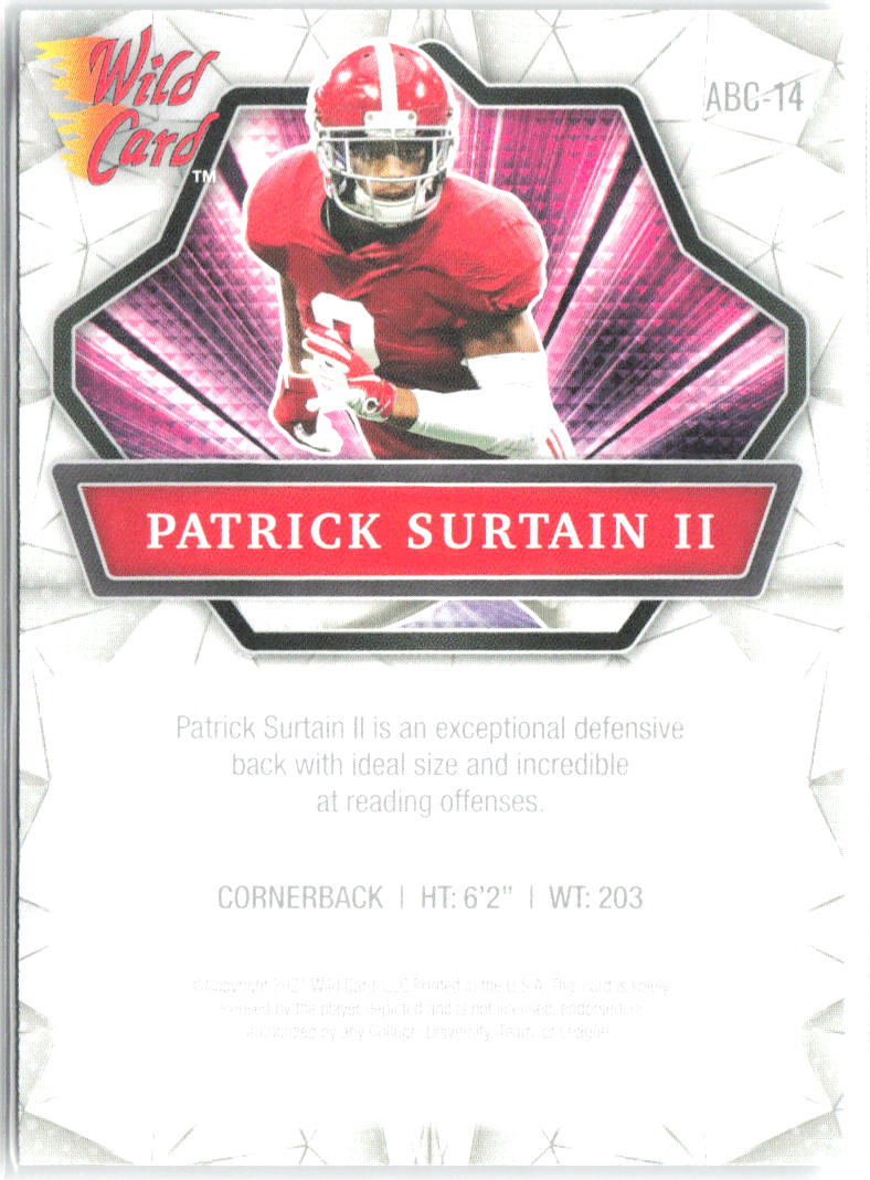 Patrick Surtain II Wild Card Alumination ABC-14 2021 Alabama Crimson Tide