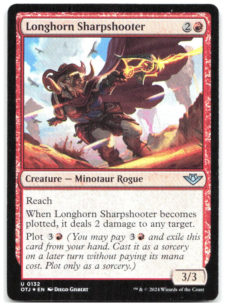 Longhorn Sharpshooter Foil U Outlaws of Thunder Junction 132 NM Diego Gisbert