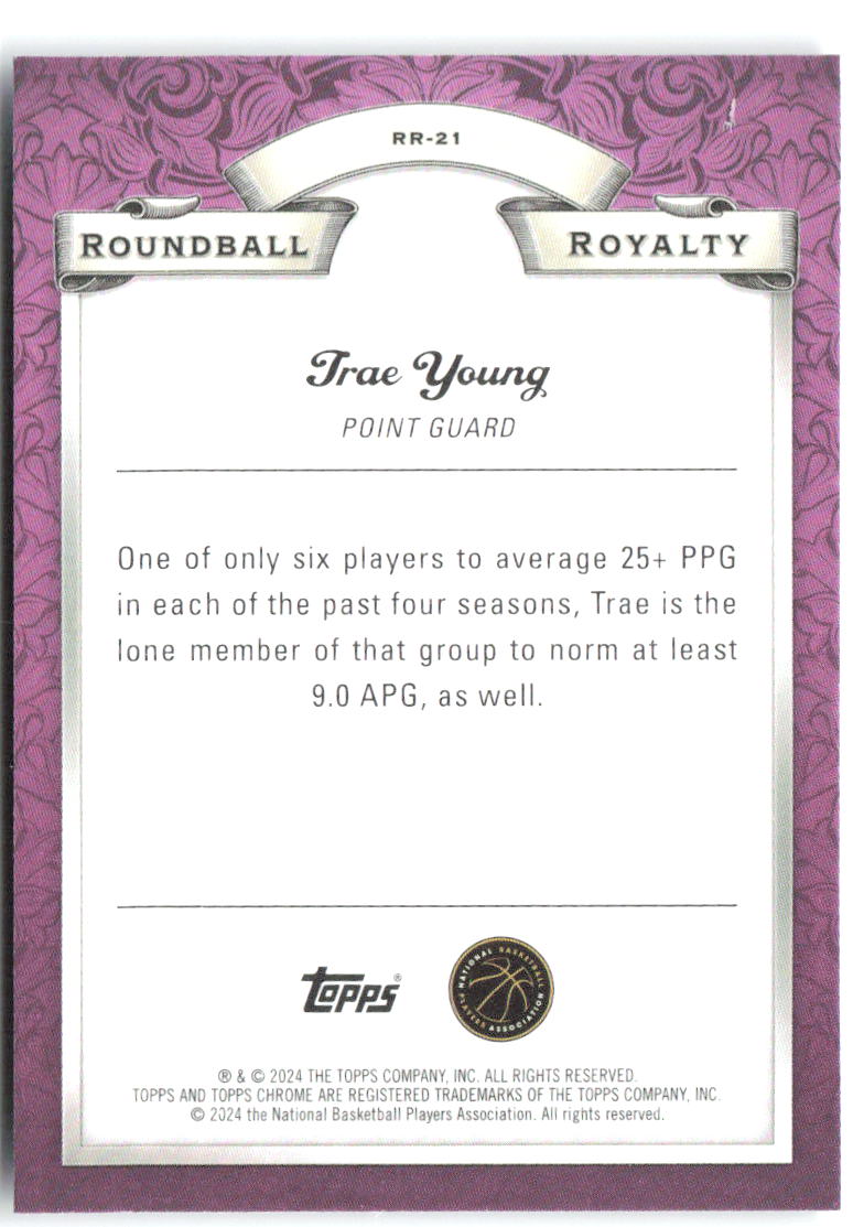 Trae Young Topps Chrome - Roundball Royalty Blue Basketball RR-21 2023-24 Hawks