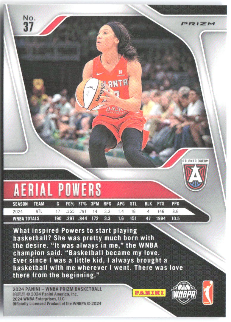 Aerial Powers Panini Prizm WNBA - Blue Velocity Prizms 37 2024 Atlanta Dream