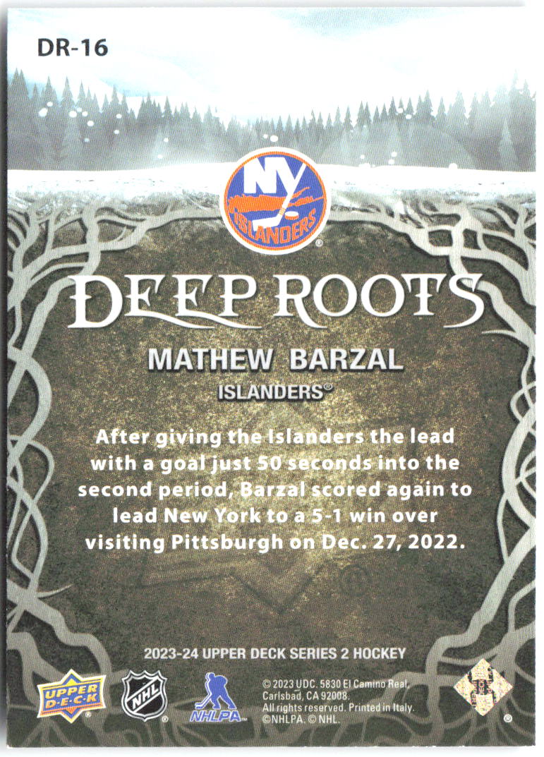 Mathew Barzal Upper Deck - Deep Roots DR-16 2023-24 New York Islanders