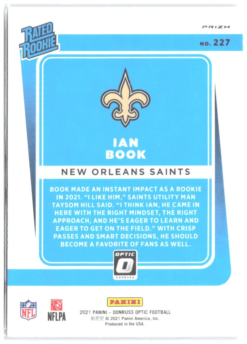 Ian Book Donruss Optic - Blue Scope 227 2021 New Orleans Saints