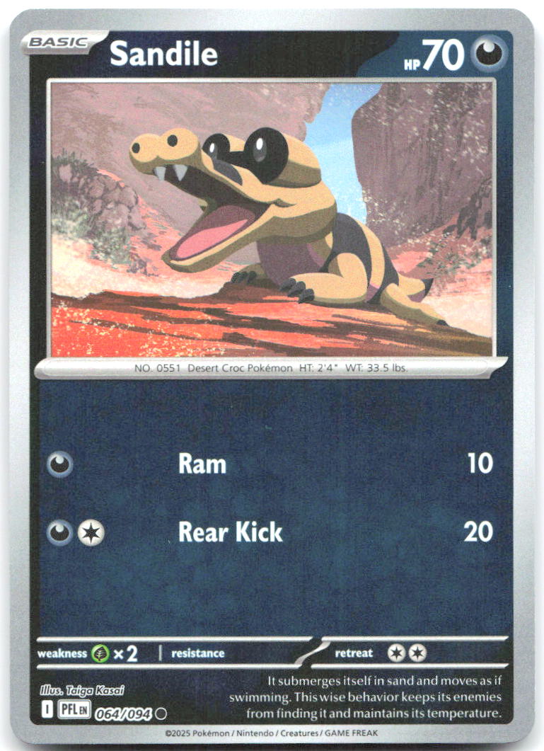 Sandile Reverse Holo Common ME02 Phantasmal Flames 064/094 NM Taiga Kasai