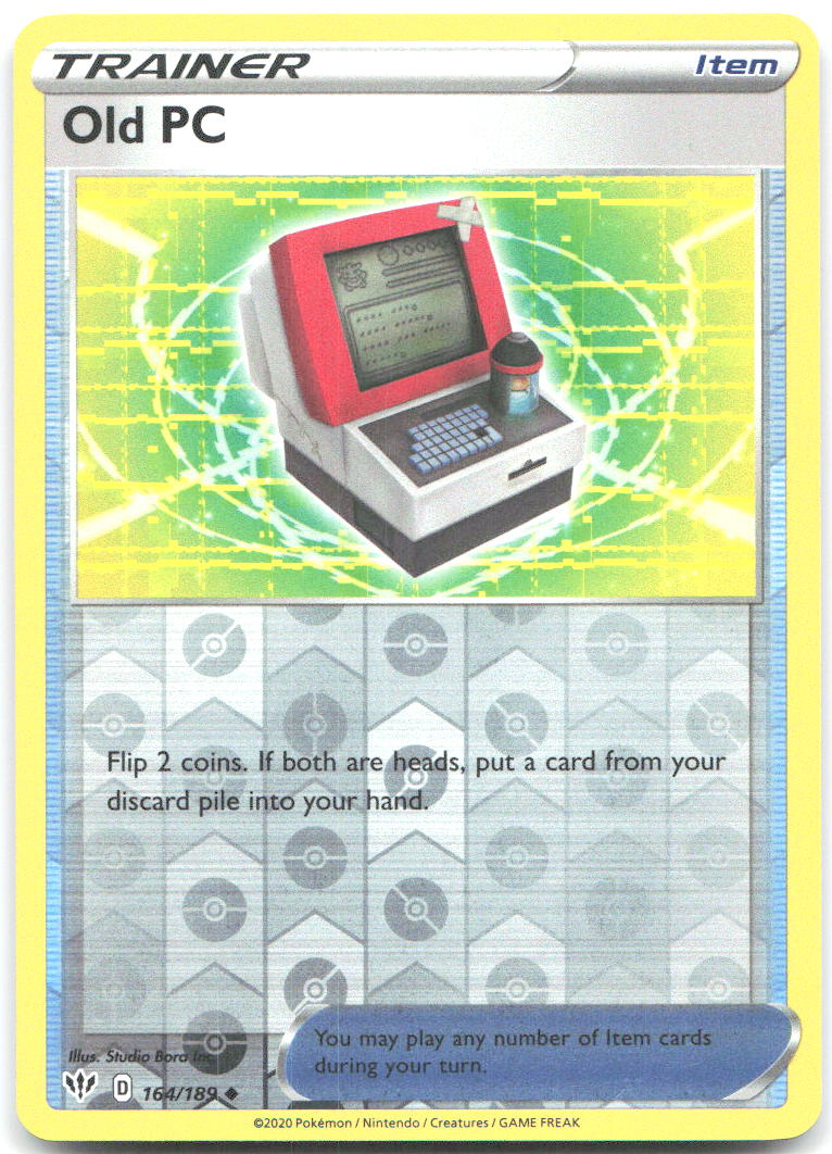 Old PC Reverse Holo Uncommon SWSH03 Darkness Ablaze 164/189 NM Studio Bora Inc